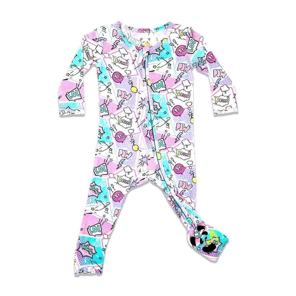 BELLABU BEAR COMIC PURPLE BAMBOO CONVERTIBLE FOOTIE 12/18M - Picture 2 of 10